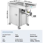 VEVOR Hachoir à Viande Électrique 4000 W – 16,7 kg/min Inox – Image 2